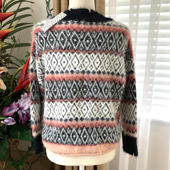 Urban Outfitters UO Garnet Fuzzy Fair Isle Sweater in Black Motif - Picture 10 of 15